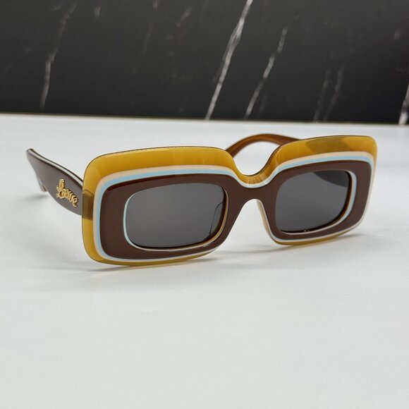 NEW LOEWE LW40139U 47A WOMEN SUNGLASSES BROWN/ORANGE SQUARE LOEWE EYEWEAR - Picture 1 of 13